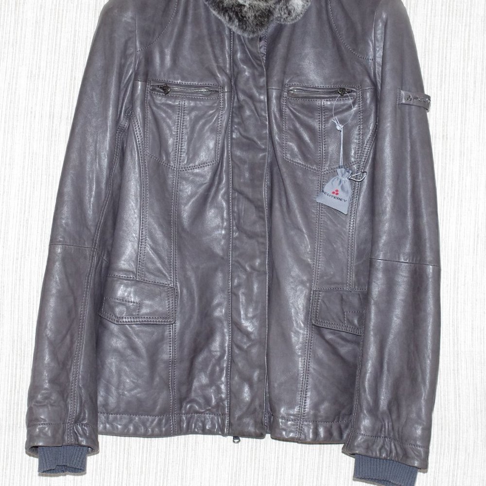 Peuterey "CINDI' taupe Gray leather jacket size 48 - Picture 4 of 14